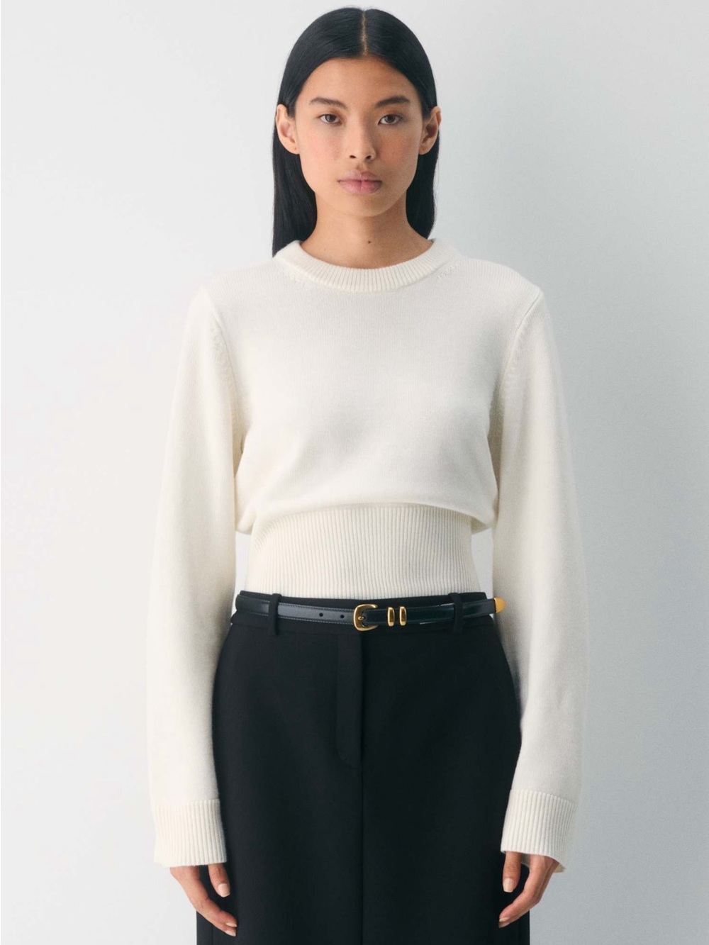 Aritzia Babaton Byline Merino Wool Cream Sweater Small